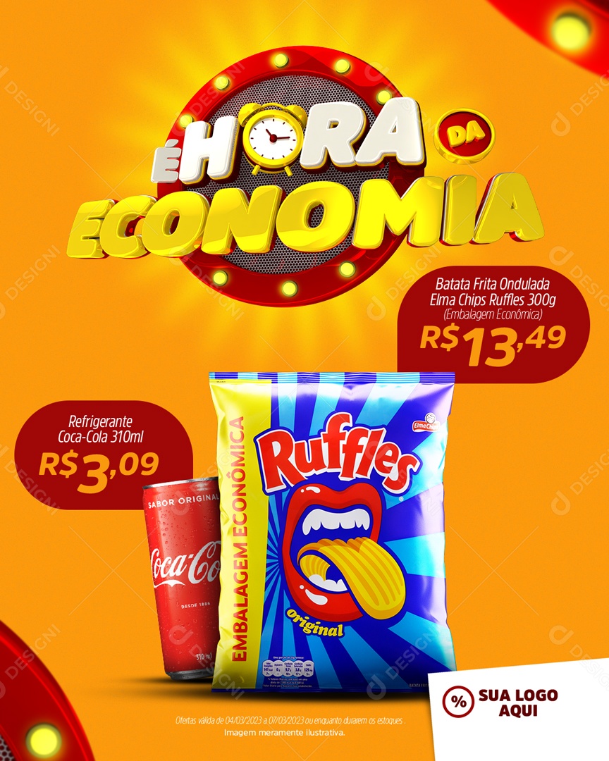Selo 3D E Hora Da Economia Ruffles Para Composição PSD