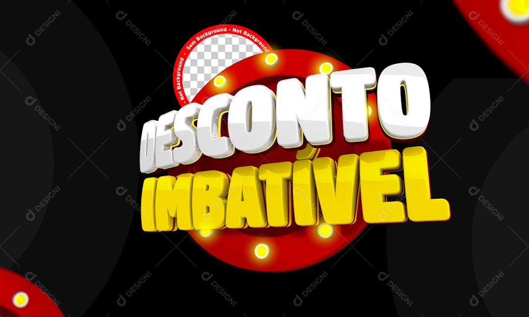 Selo 3D Desconto Imbatível Circulo Luz Para Composição PSD