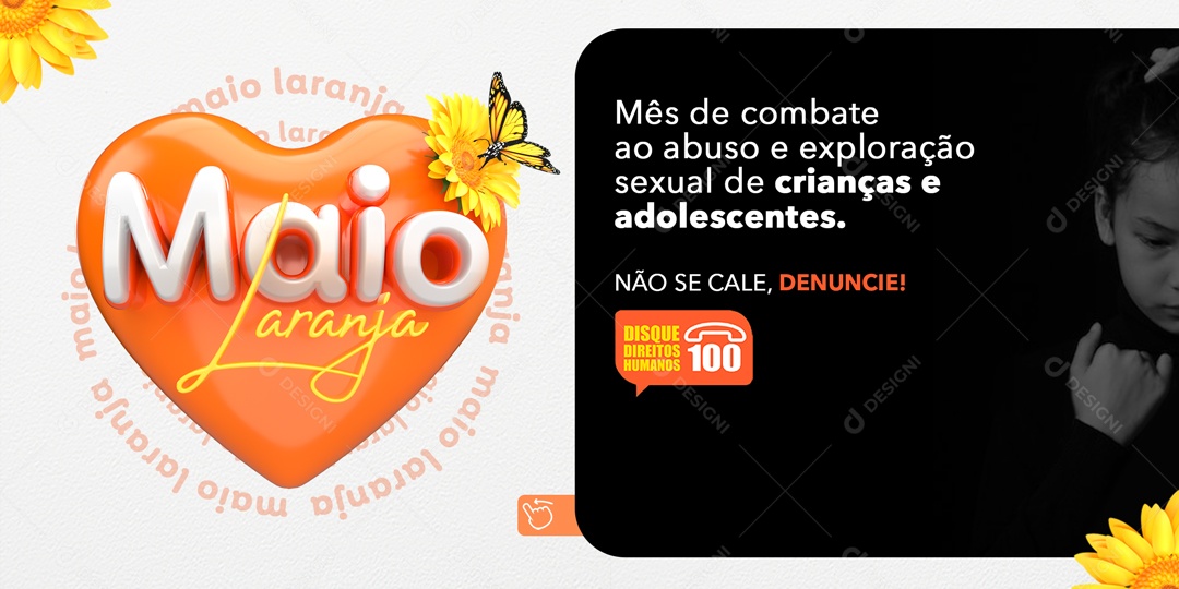 Social Media Banner Maio Laranja Mês De Combate Ao Abuso PSD Editavel