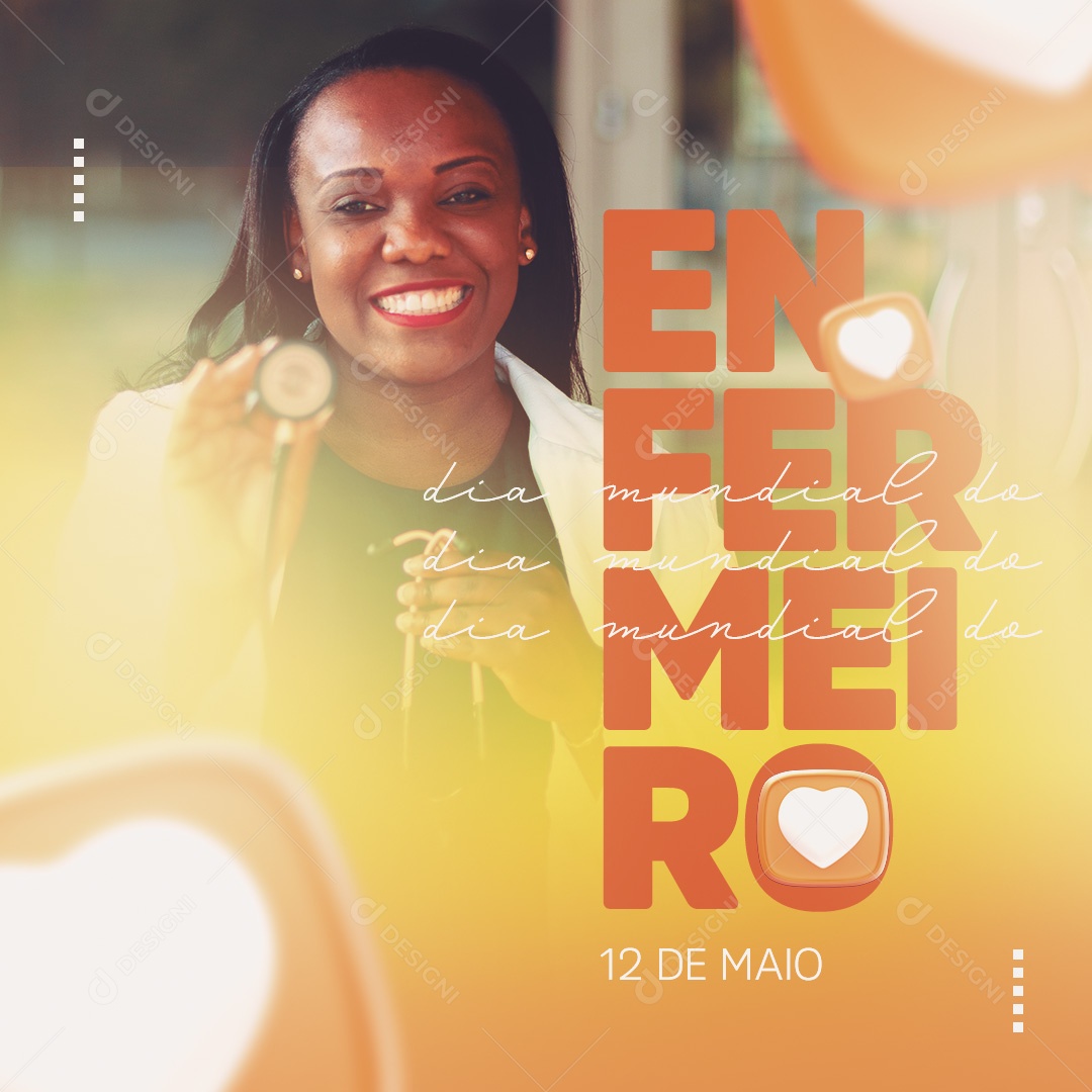 Dia do Enfermeiro 12 de Maio Parabéns Social Media PSD Editável