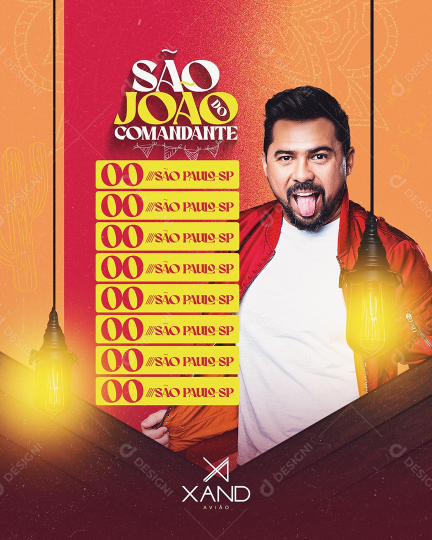Flyer São João do Comandante Xand Avião Social Media PSD Editável