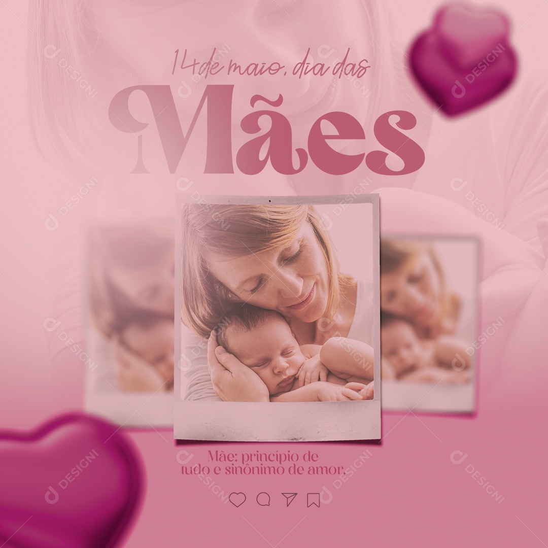 Social Media 14 De Maio Dia Das Mães Principio De tudo PSD Editavel