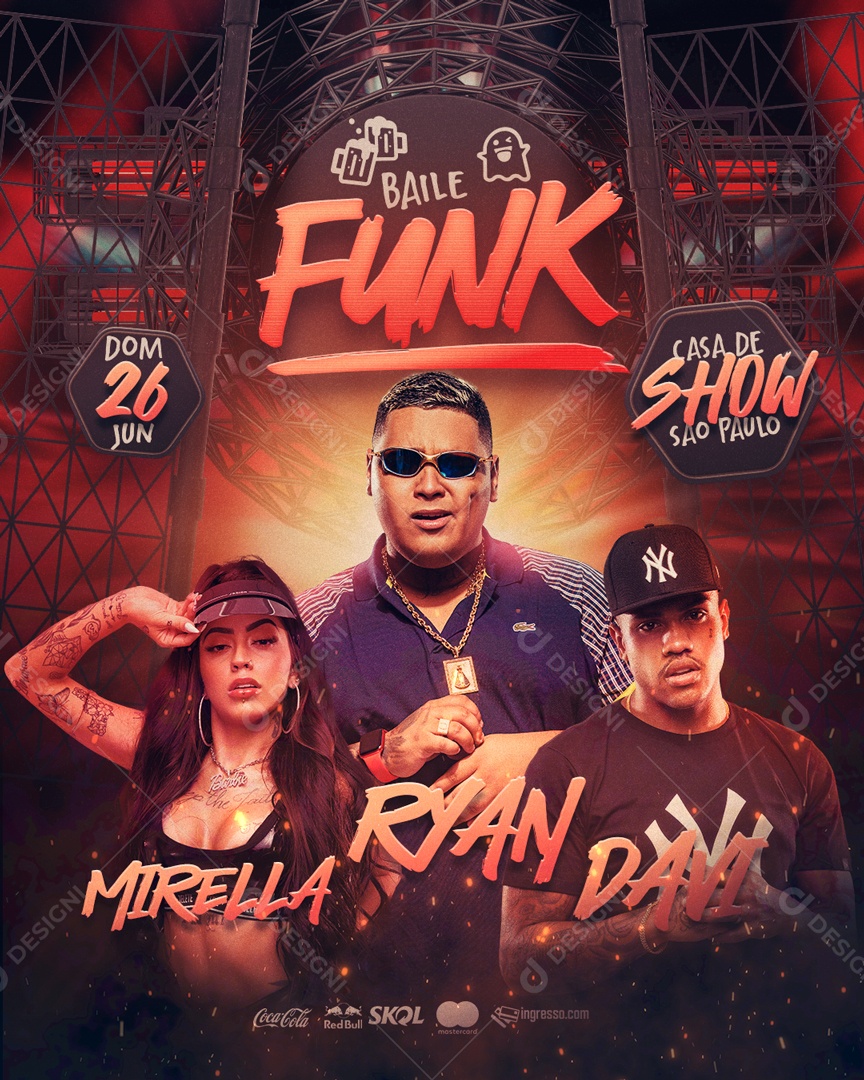 Flyer Baile Funk Social Media PSD Editável