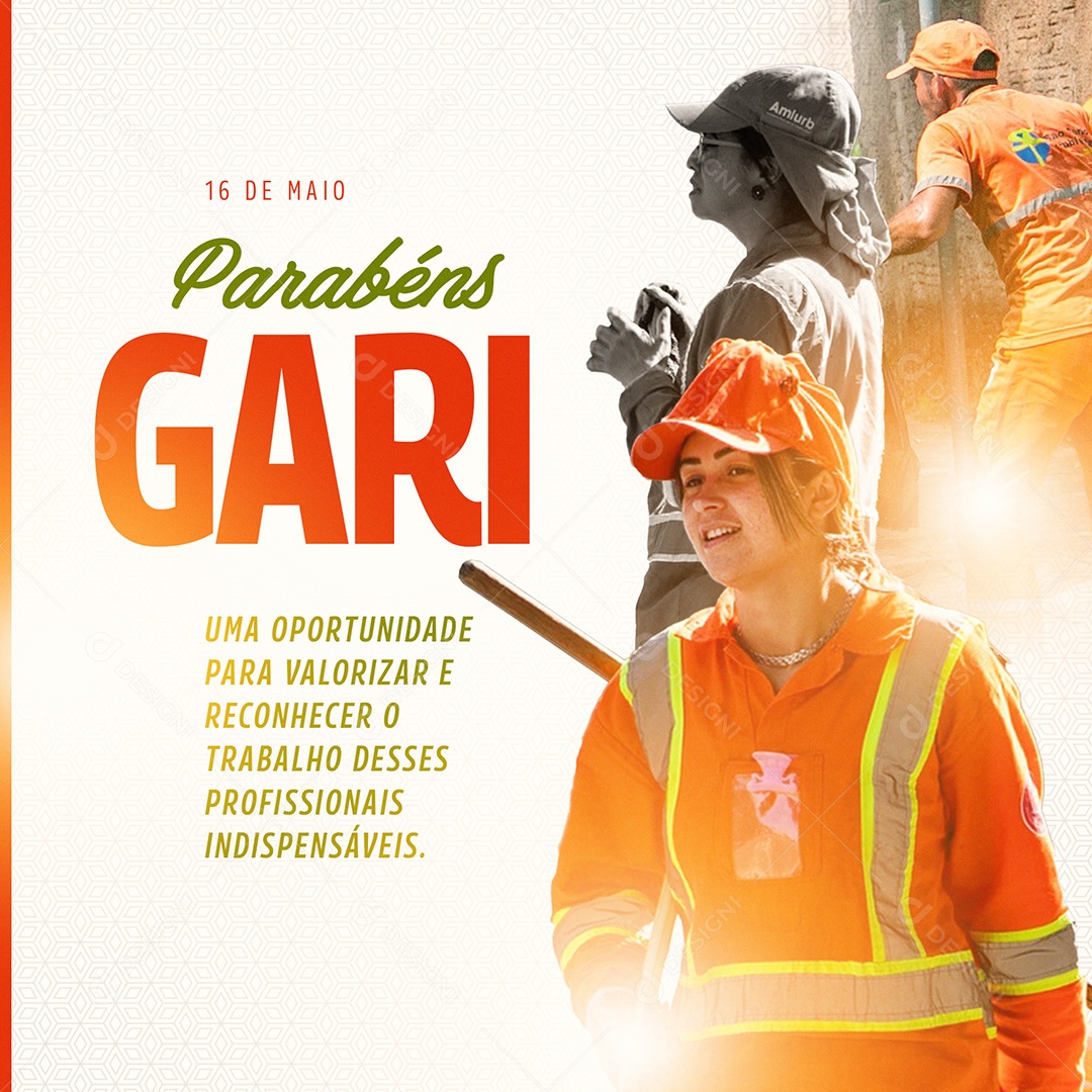 Parabéns Dia Do Gari 16 De Maio Social Media PSD Editável