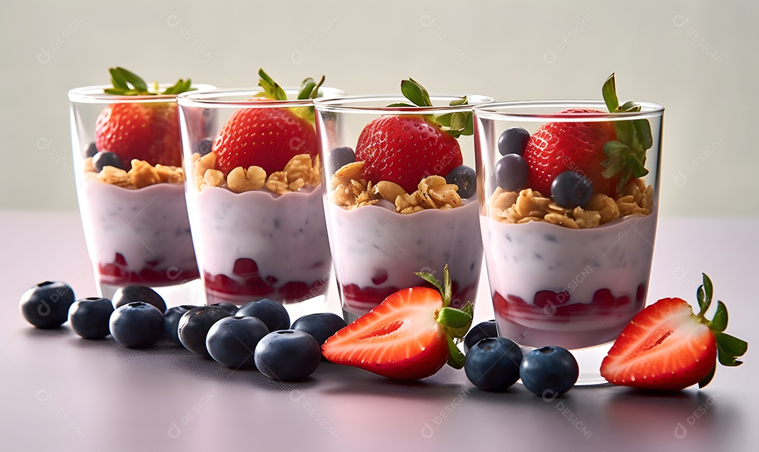 Deliciosa e saboroso Tigela de açaí sobre uma mesa de açaíteria