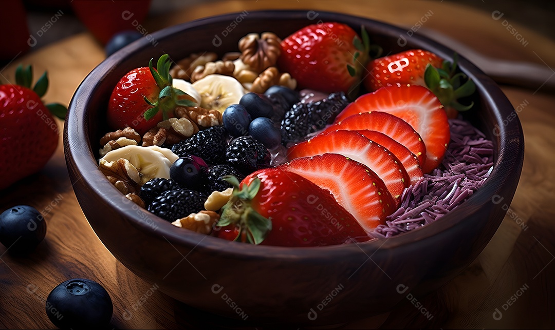 Deliciosa Tigela de açaí sobre uma mesa