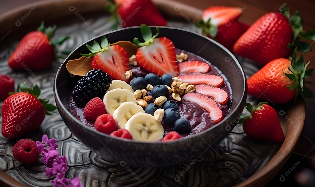 Deliciosa Tigela de açaí sobre uma mesa