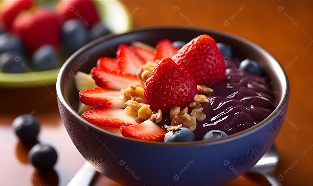 Deliciosa Tigela de açaí sobre uma mesa