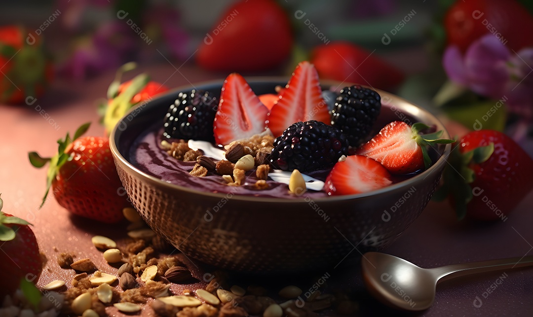 Deliciosa Tigela de açaí sobre uma mesa