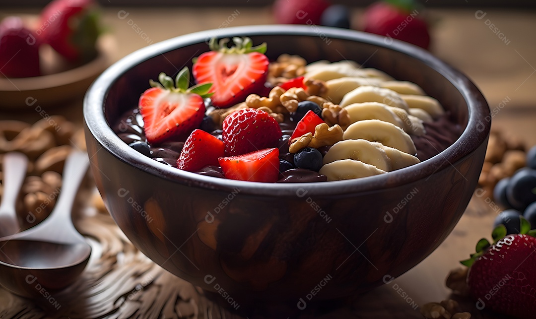 Deliciosa Tigela de açaí sobre uma mesa