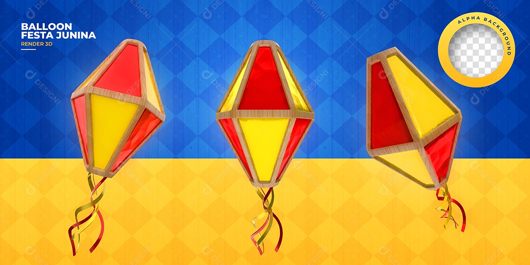 Elemento 3D Para Composição Balões de São João PSD