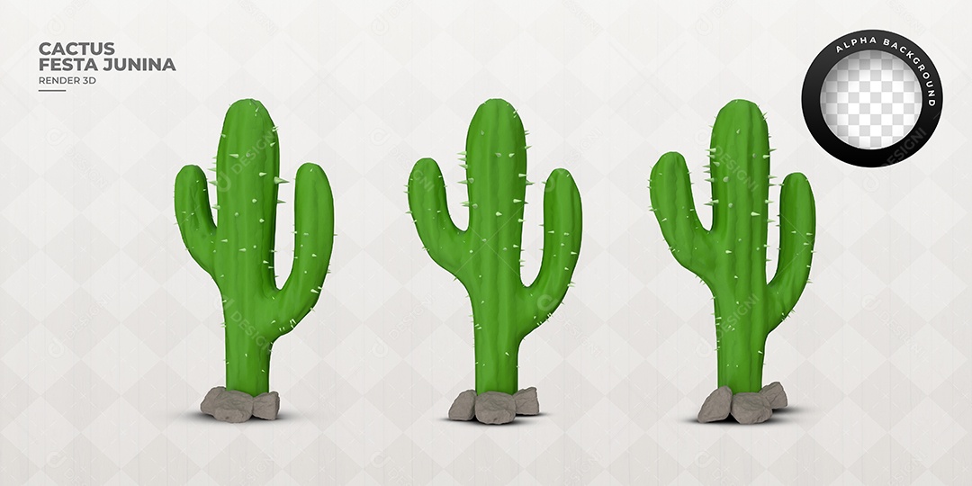 Elemento 3D Para Composição Cactos de São João PSD