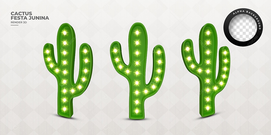 Elemento 3D Para Composição Cactos de São João PSD