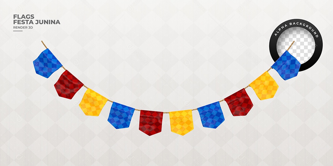 Elemento 3D Para Composição Bandeirinhas de São João PSD