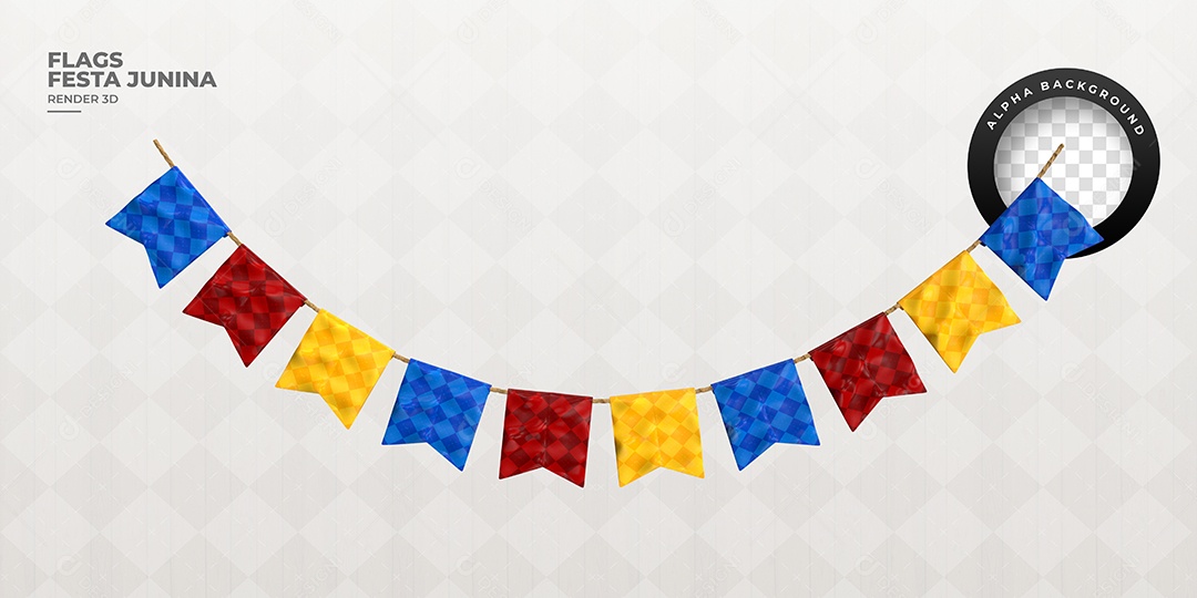 Elemento 3D Para Composição Bandeirinhas de São João PSD
