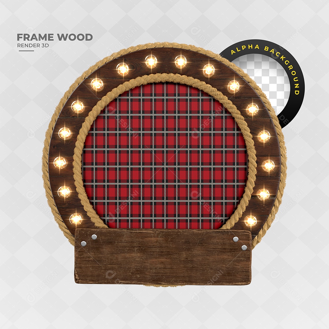 Elemento 3D Para Composição Moldura de Madeira de São João PSD