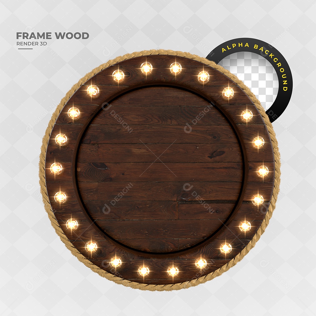 Elemento 3D Para Composição Moldura de Madeira de São João PSD