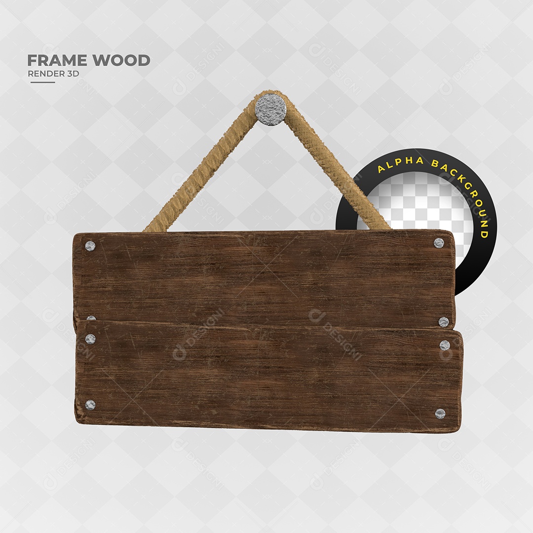 Elemento 3D Para Composição Placa de Madeira de São João PSD