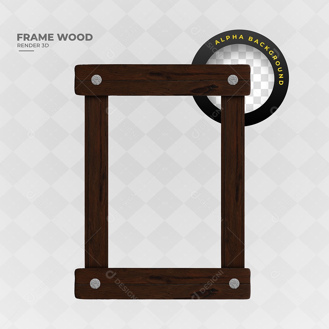 Elemento 3D Para Composição Moldura de Madeira de São João PSD