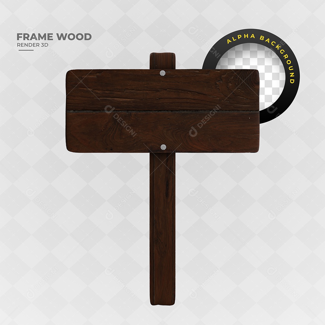 Elemento 3D Para Composição Placa de Madeira de São João PSD