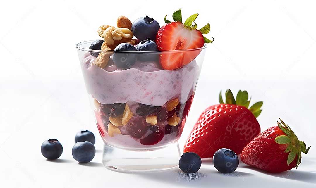 Delicioso copo de açaí sobre uma mesa de sorveteria