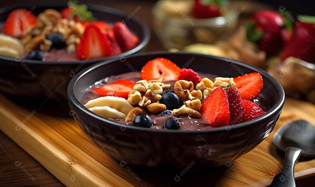 Tigela de açaí sobre fundo isolado