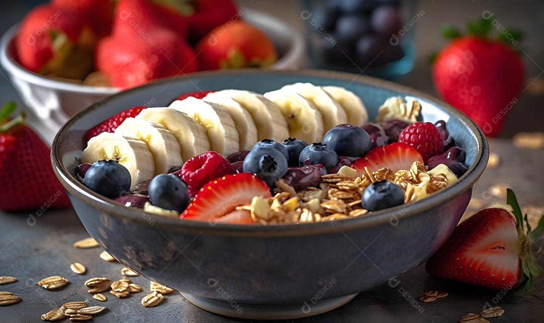 Tigela de açaí sobre fundo isolado