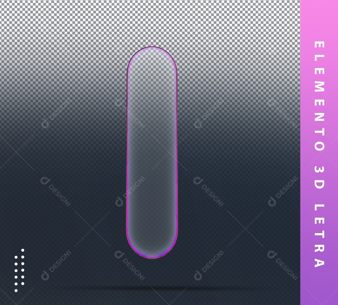Elemento 3D Letra I Roxo Transparente Para Composição PSD