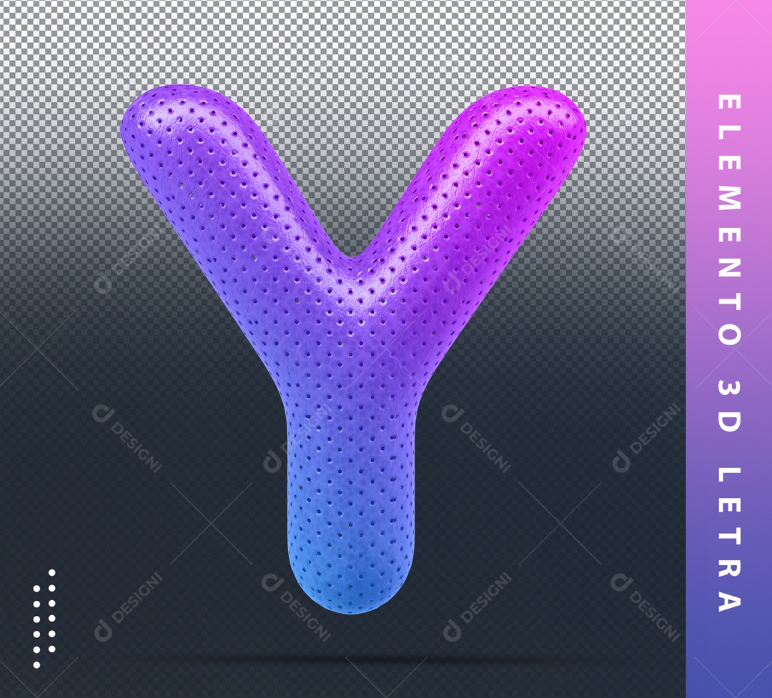 Elemento 3D Letra Y Colorido Azul E Roxo Para Composição PSD