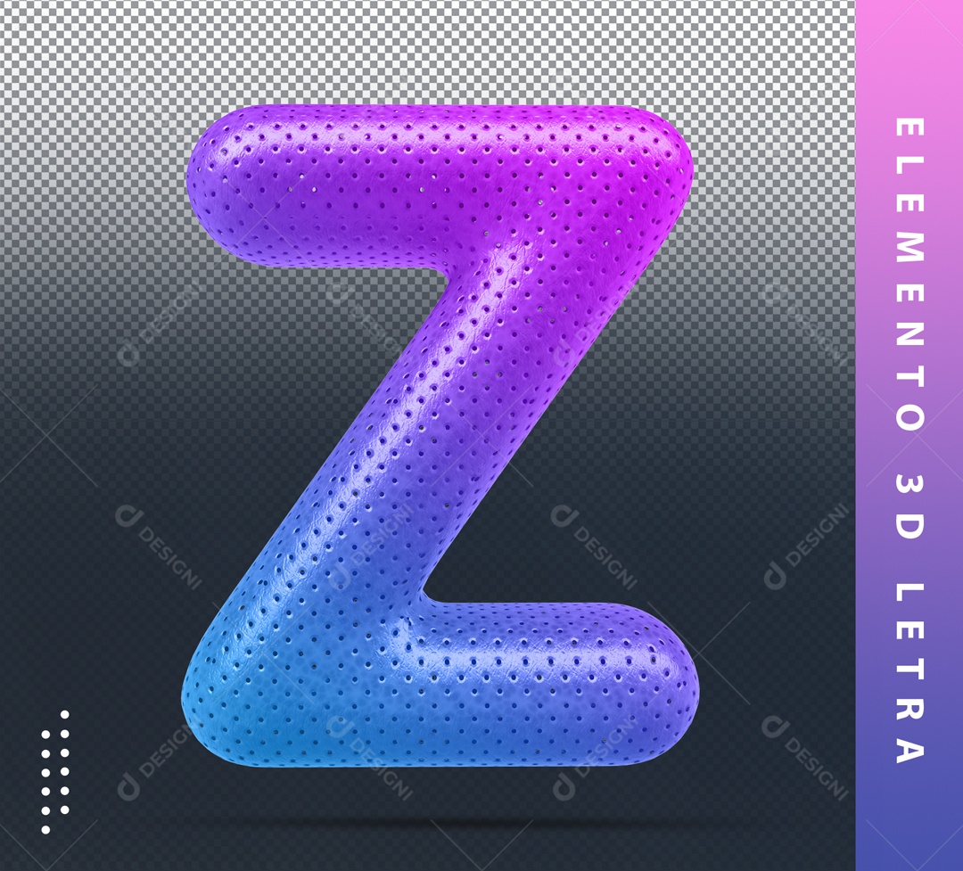 Elemento 3D Letra Z Colorido Azul E Roxo Para Composição PSD