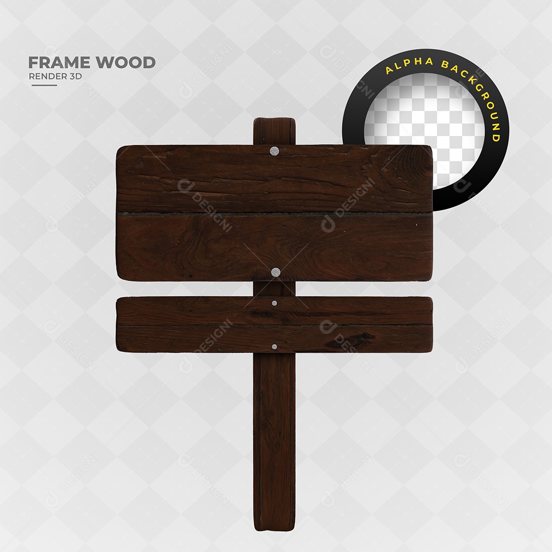 Elemento 3D Para Composição Placa de Madeira de São João PSD