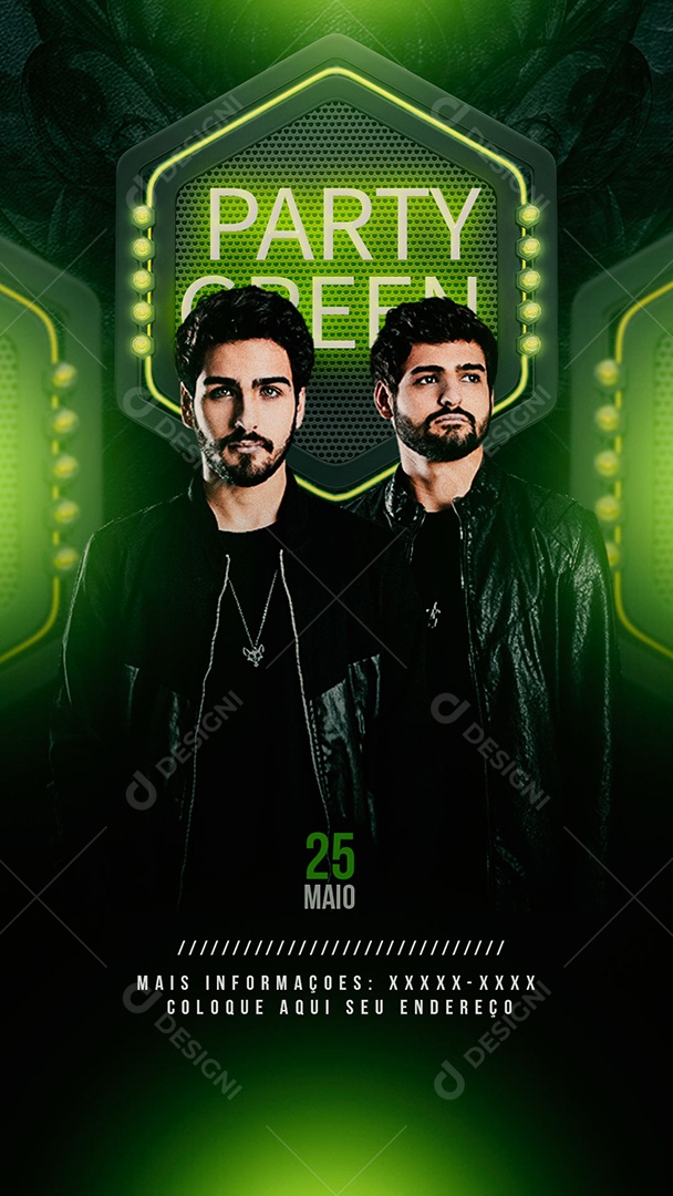 Social Media Story Flyer Party Green 25 De Maio PSD Editavel