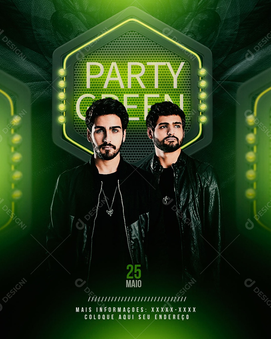 Social Media Feed Flyer Party Green 25 De Maio PSD Editavel