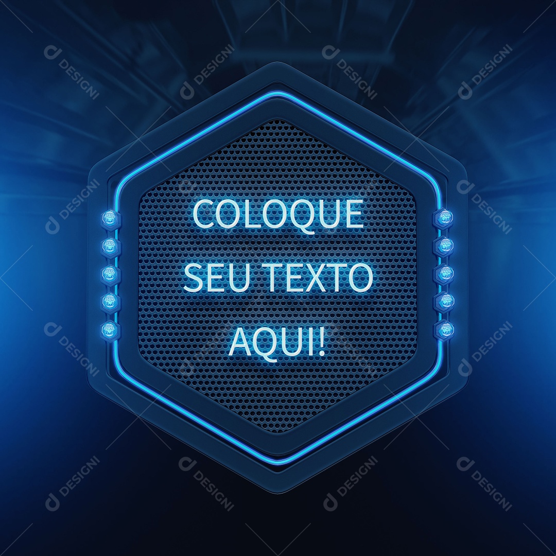 Elemento 3D Coloque Seu Texto Aqui Led Azul Para Composição PSD
