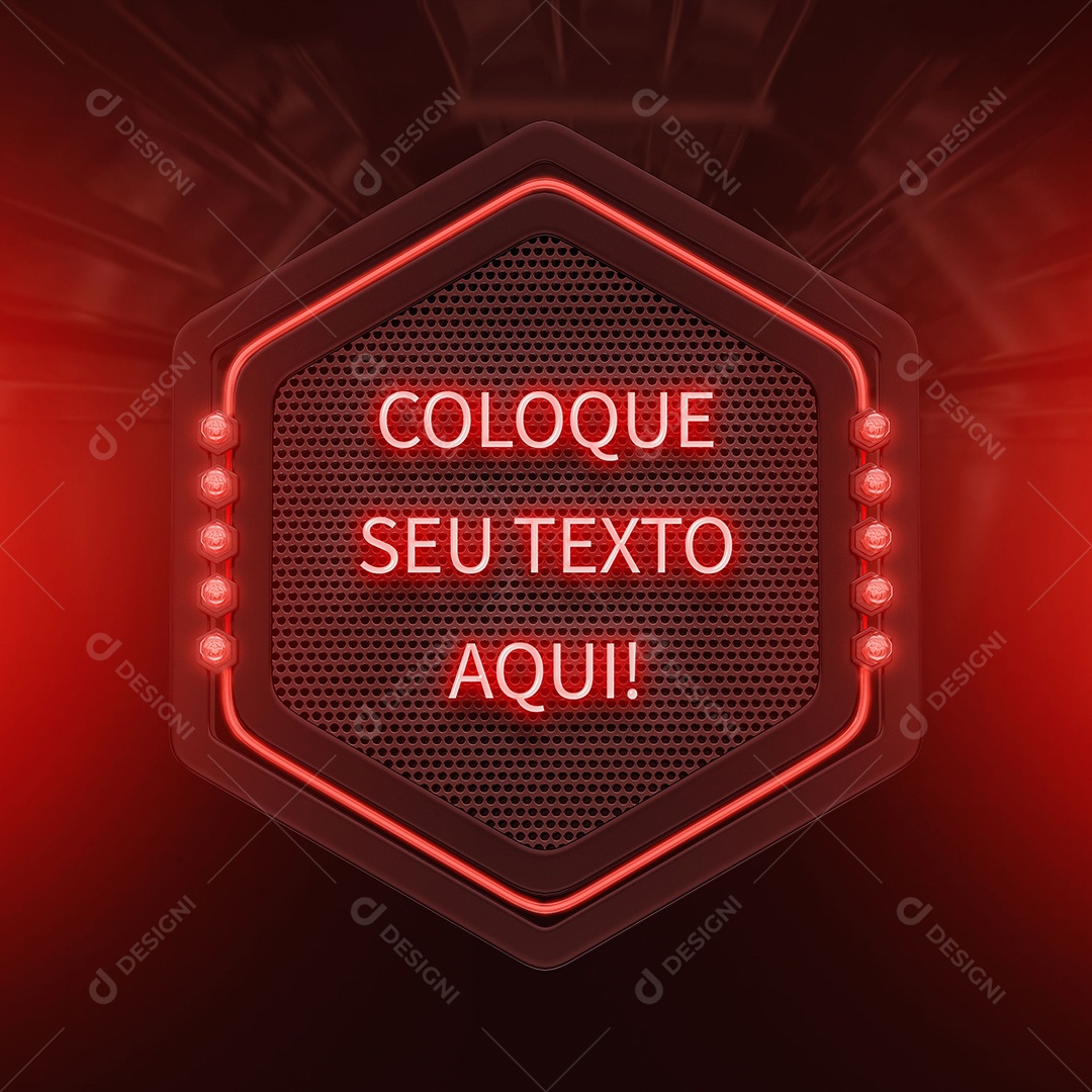 Elemento 3D Coloque Seu Texto Aqui Led Vermelho Para Composição PSD