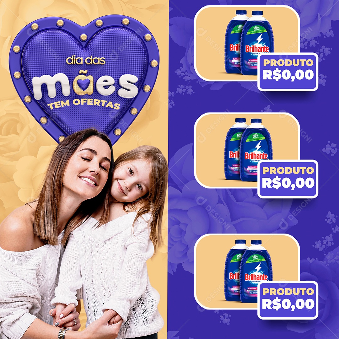 Social Media Feed Dia Das Mães Tem Ofertas Produtos De Limpeza PSD Editavel