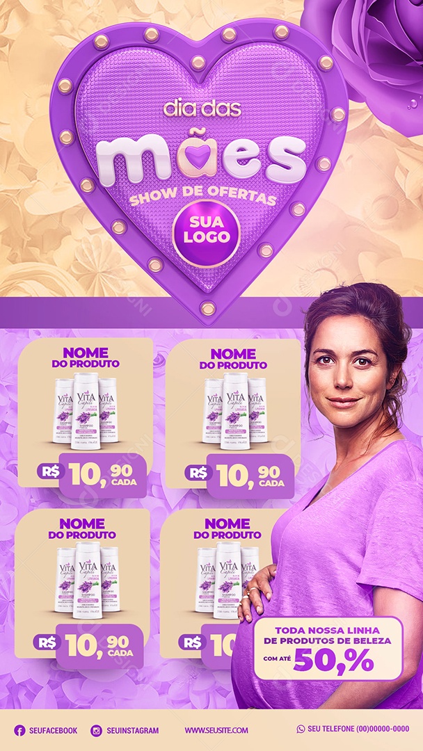 Social Media Story Encarte Dia Das Mães Roxo Produtos De Beleza PSD Editavel