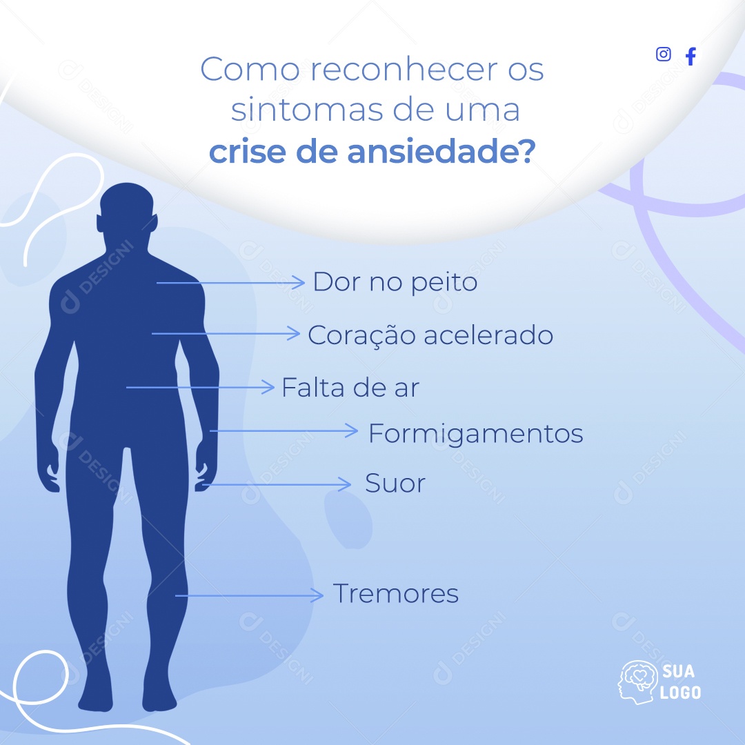 Social Media Sintomas De Ansiedade PSD Editavel