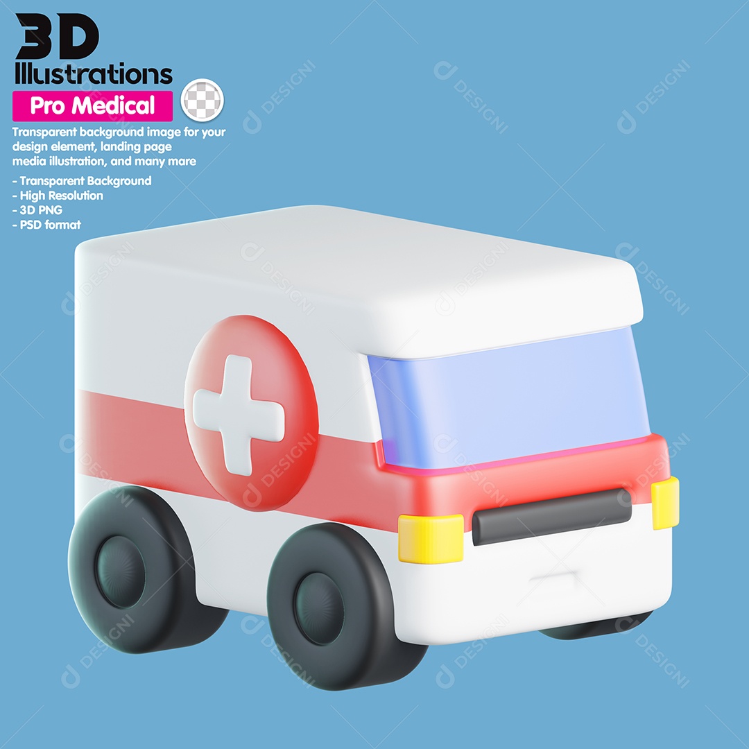 Ambulância Elemento 3D Para Composição PSD