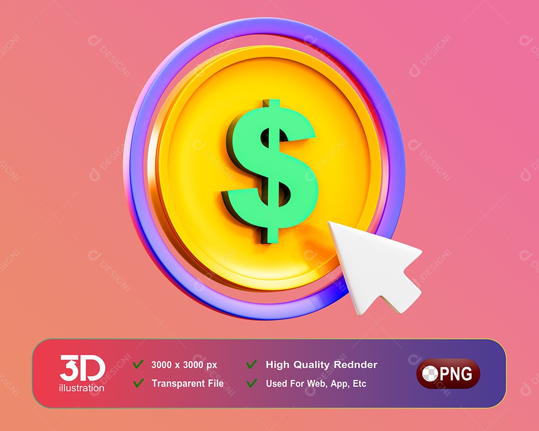 Pagamento De Click Elemento 3D Para Composição PSD