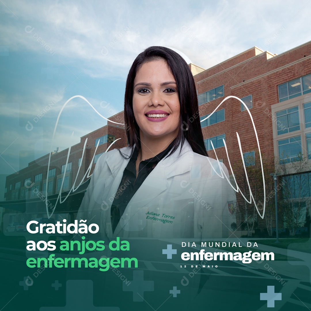 Gratidão Aos Anjos da Enfermagem Dia Mundial da Enfermagem 12 de Maio Social Media PSD Editável