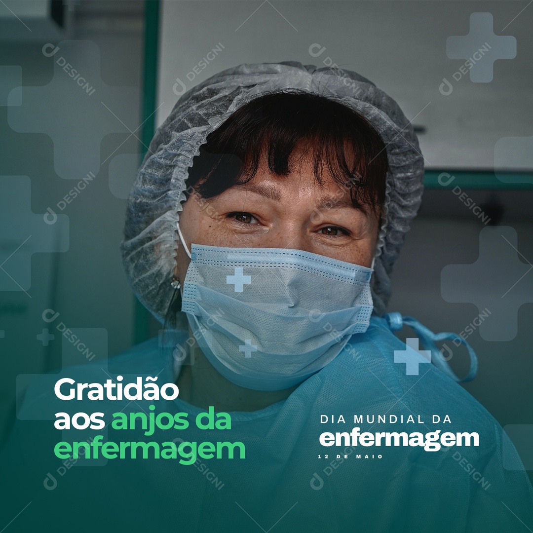 Gratidão Aos Anjos da Enfermagem Dia Mundial da Enfermagem 12 de Maio Social Media PSD Editável