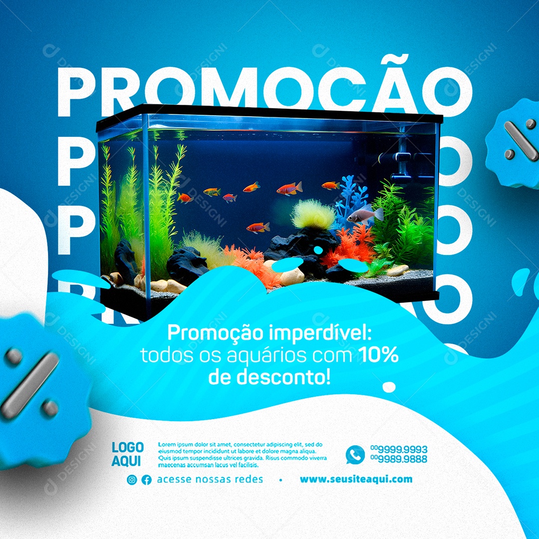 Promoção Imperdível Todos Os Aquários Com 10% De Desconto Aquarismo Social Media PSD Editável