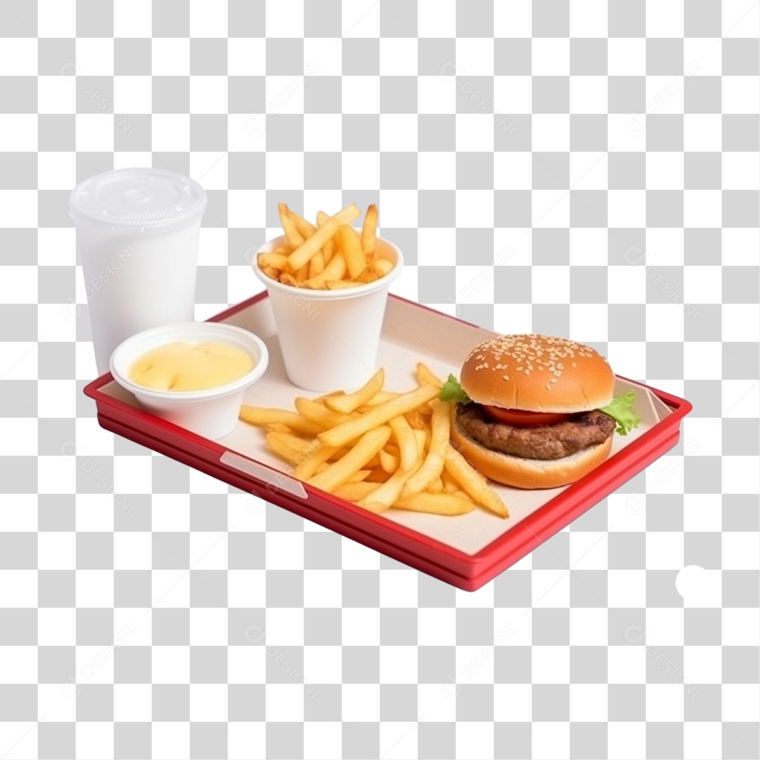 Combo De Batata Frita e Hambúrguer PNG Transparente