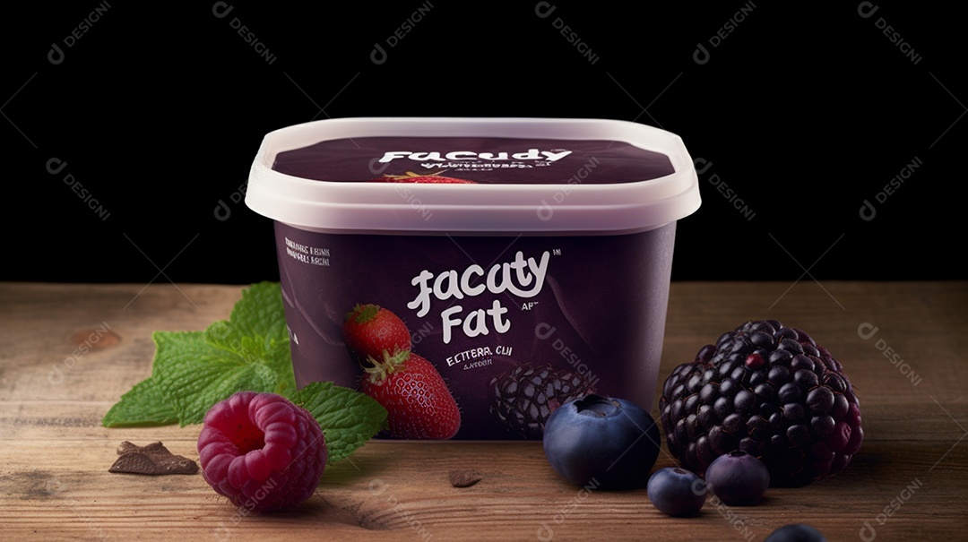 Delicioso pote de açaí sobre uma mesa de madeira