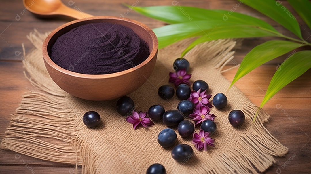 Deliciosa e saboroso Tigela de açaí sobre uma mesa sorveteria