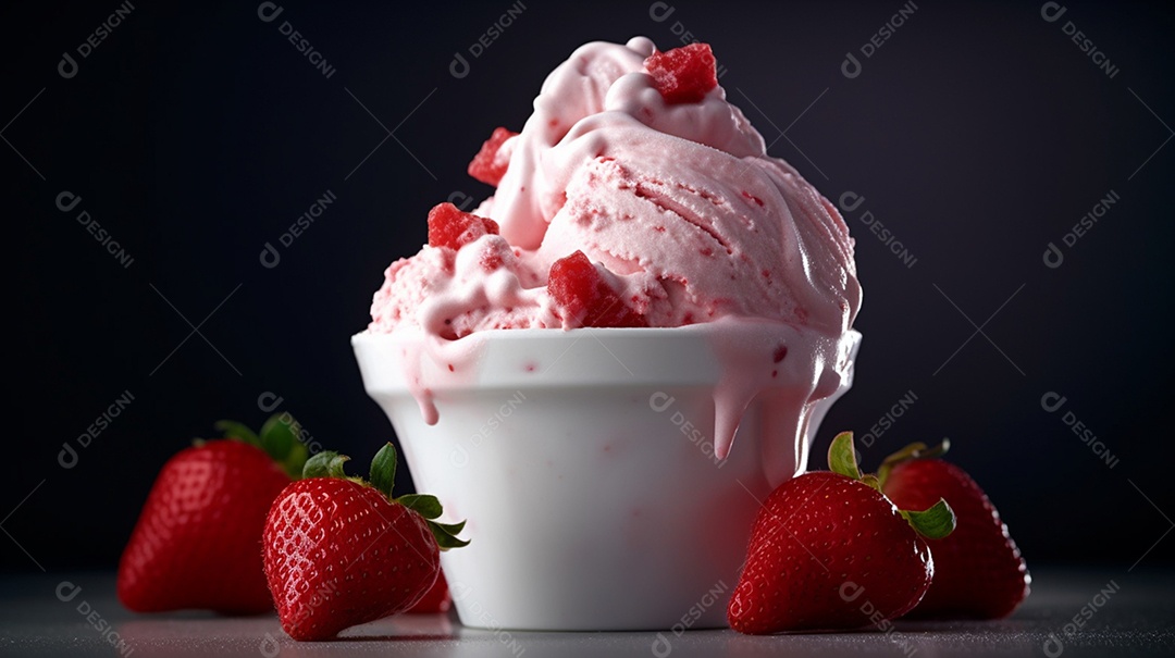 Sorvete saboroso sobre uma mesa de sorveteria