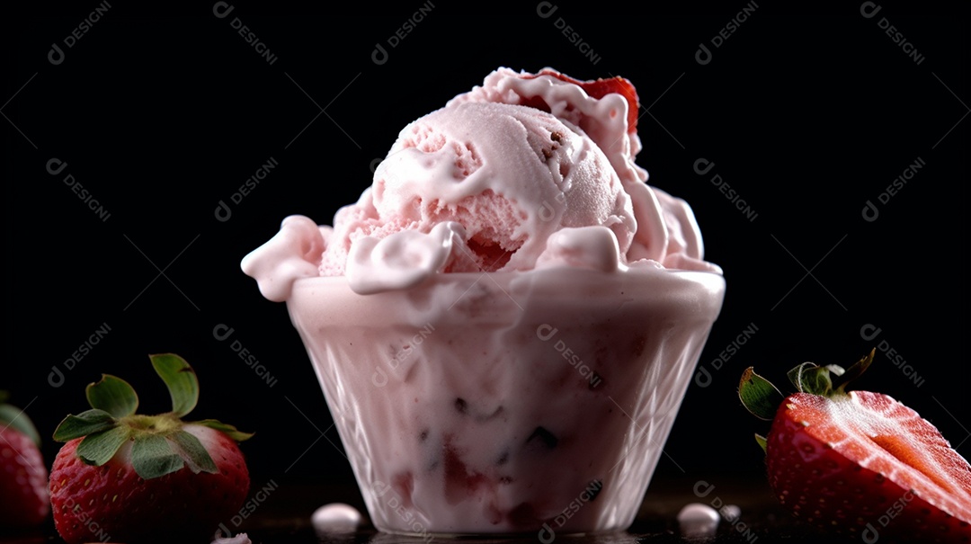 Sorvete saboroso sobre uma mesa de sorveteria