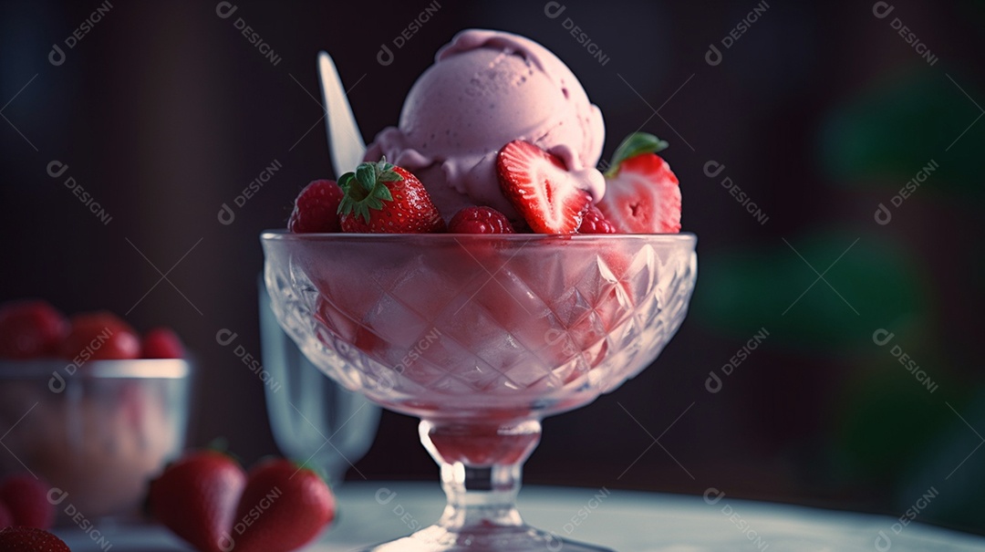 Sorvete saboroso sobre uma mesa de sorveteria