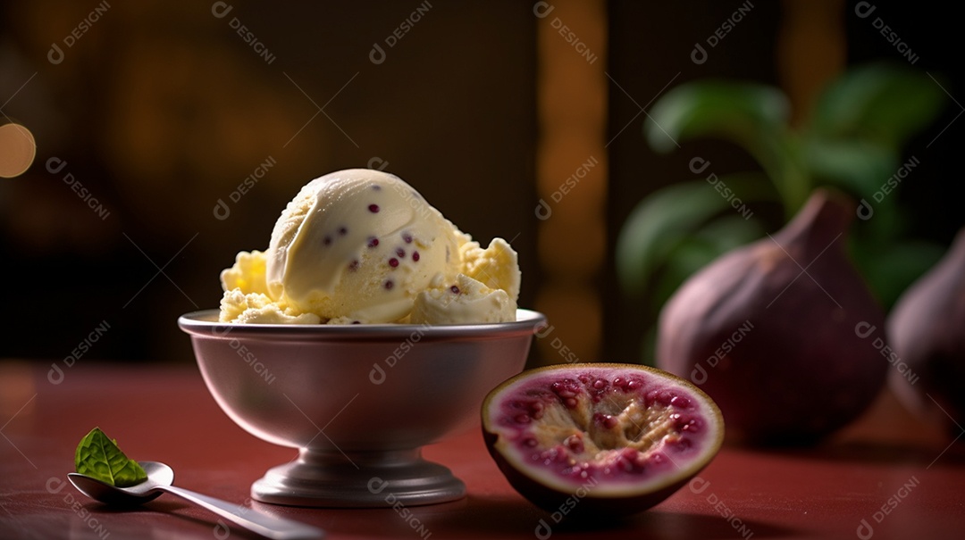 Sorvete saboroso sobre uma mesa de sorveteria